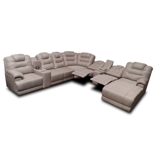Sala Modular Hercules c/2 reclinables en Tela Michell Capuchino. MADERIAN // ENTREGA EN CDMX Y AREA METROPOLITANA
