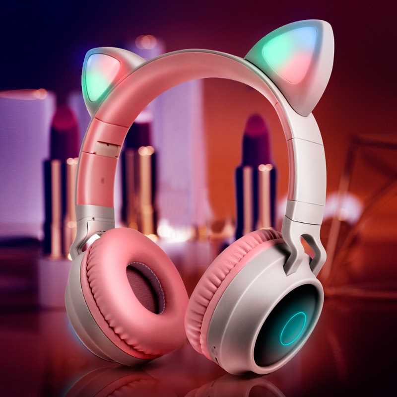 Audifonos Diadema Gato Bluetooth 5.0 high definition luces