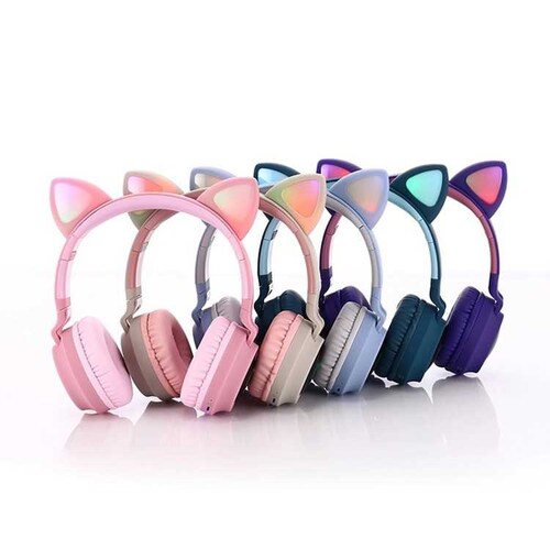 Auriculares Auriculares inalámbricos Bluetooth para niños Cute Cat Ears  Bluetooth 50 con micrófono y control de volumen