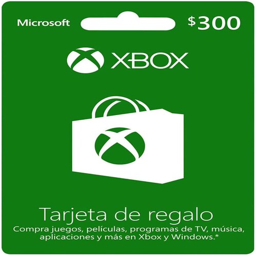 TARJETA DE REGALO XBOX LIVE ACCS $300 PESOS