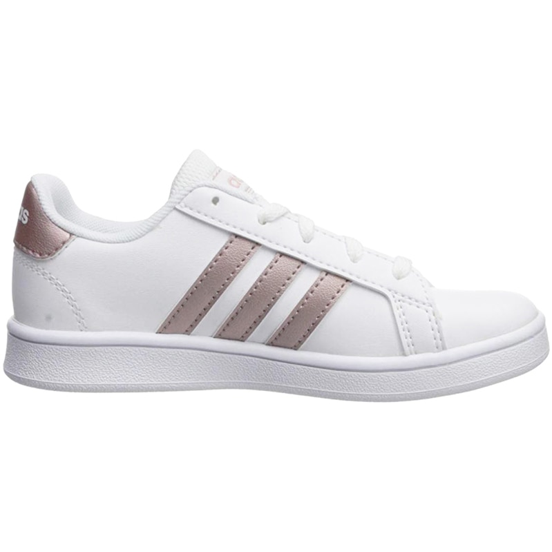 Tenis Adidas Grand Court EF0101 Blanco Franjas Cobre Ninas