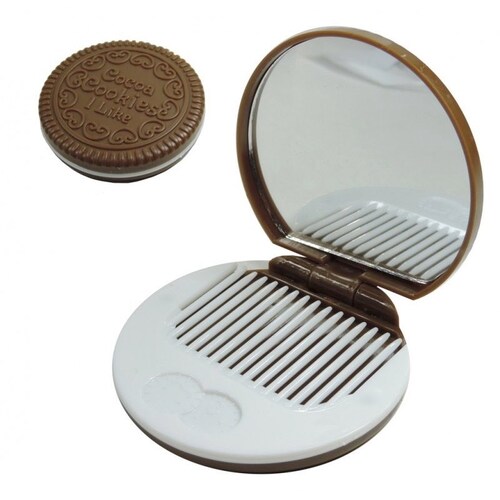 Espejo Mini De Bolsillo Con Peine con forma de galleta Cookie
