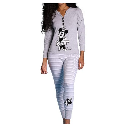 Pijama Mujer Disney Minnie Mouse Terciopelo Blusa Manga Larga y Pantalon Mod 9008