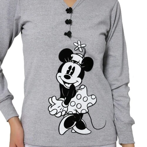 Pijama Mujer Disney Minnie Mouse Terciopelo Blusa Manga Larga y Pantalon Mod 9008