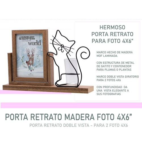 My Portaretrato De Madera Doble Vista, Giratorio  Hw220 4x6