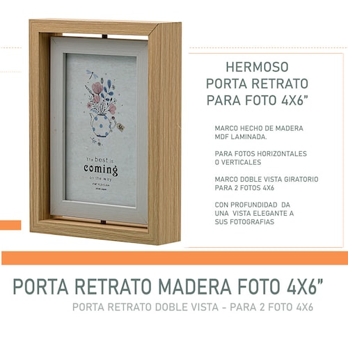 Portaretrato Madera Doble Vista Giratorio Diseño Hw225 4x6