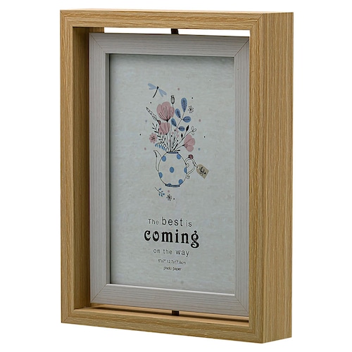 Portaretrato de madera doble vista 2 fotos, giratorio diseño moderno hw225 5x7