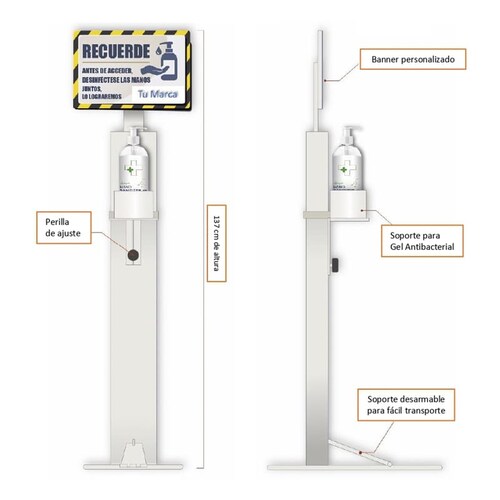 Dispensador De Gel Antibacterial Modulo Sanitizante Pedestal