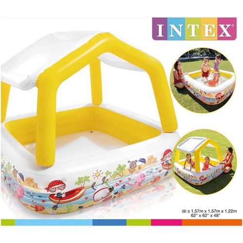 Piscina Inflable Techo Vinil Cuadrada Niños 1.57 M Intex 