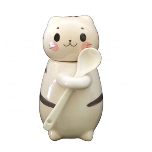 Taza Azucarera En Forma De Gato Con Cuchara Kawaii C