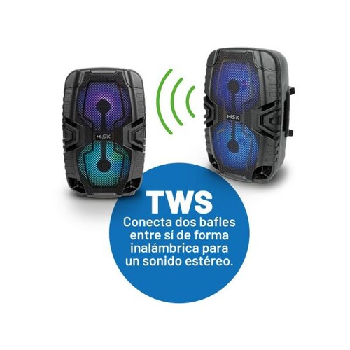 Bafle Amplificado MISIK MB116 Negro TWS Bluetooth Incluye Micrófono