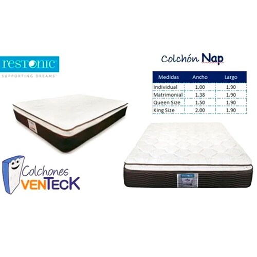 COLCHON MATRIMONIAL NAP DE RESTONIC CON COLCHONETA EXQUIZITO 