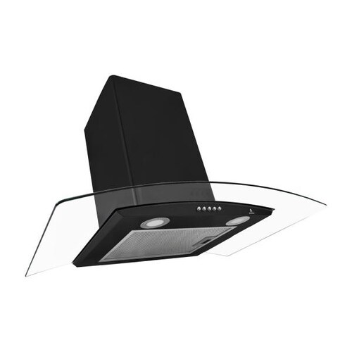 Campana extractora para cocina color negro SURA CC-76-BLACK con cristal curvo de 76cm