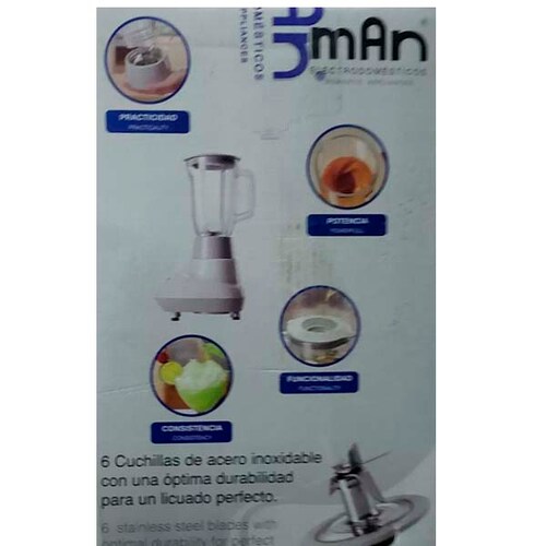 LPV-507 LICUADORA MAN JARRA DE VIDRIO MOTOR DE 550 WATTS DE 7 VE
