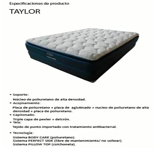 Colchon Matrimonial América Taylor Firme Sistema Body Carey