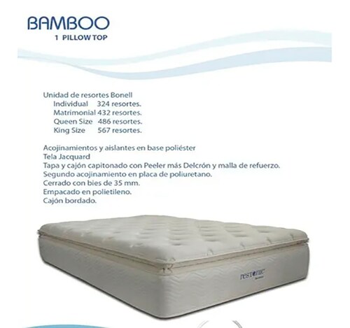Colchon Individual RESTONIC Bamboo Rest IDELA PARA UN GRAN DESCANSO SIN IGUAL