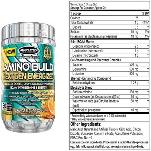 AMINO BUILD NEXT GEN ENERGIZED ORANGE MANGO 30 SERV CONSTRUYE MUSCULO