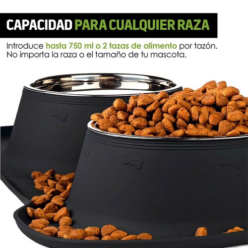 Plato para Perro Con 2 Tazones y Tapete de Silicón Redlemon