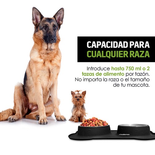 Plato para Perro Con 2 Tazones y Tapete de Silicón Redlemon