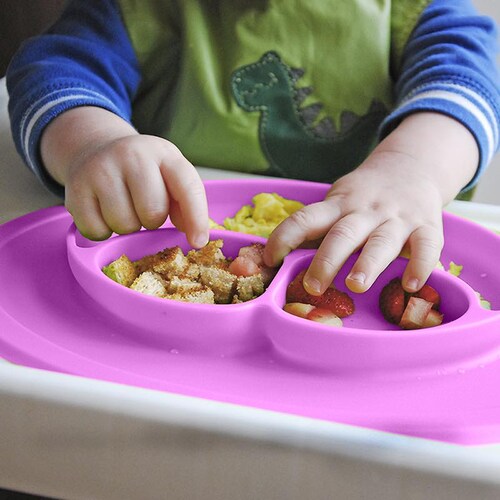 Redlemon Plato Antideslizante para Bebés y Niños con Cubiertos, Silicón de Grado Alimenticio Libre de BPA