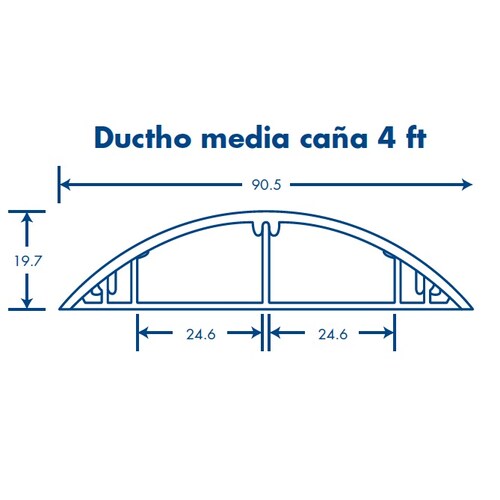DUCTO MEDIA CAÑA THORSMAN PARA PISO 4 PZAS DE 1.22 MTS C/U (4FT) BLANCO 9400-01250.
