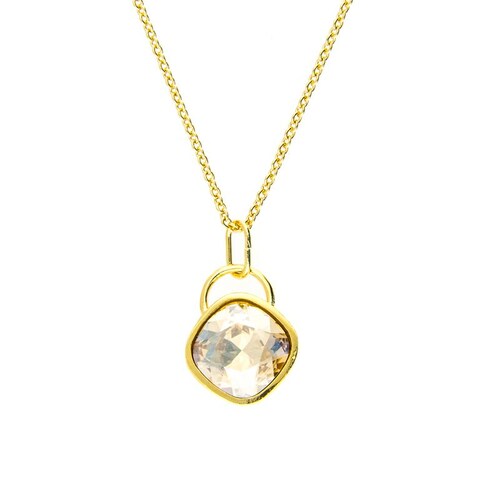 Collar para Mujer con Cristal Fino Europeo en forma de Rombo, Bañado en Oro 14k- Collar Elegante y Brillante-Collares de Mujer de Moda- Joyería para Mujer de Moda- Regalo especial