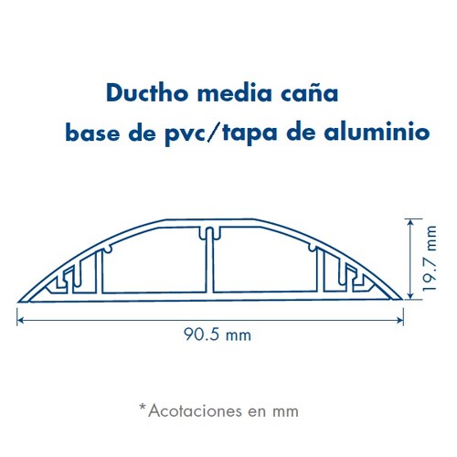 DUCTHO MEDIA CAÑA TAPA DE ALUMINIO Y BASE DE PVC PARA PISO MARCA THORSMAN 2 PZAS 8802-80300