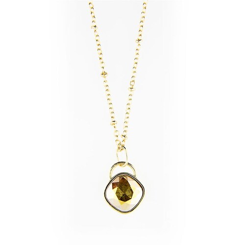 Collar para Mujer con Cristal Fino Europeo en forma de Rombo, Bañado en Oro 14k- Collar Elegante y Brillante-Collares de Mujer de Moda- Joyería para Mujer de Moda- Regalo especial