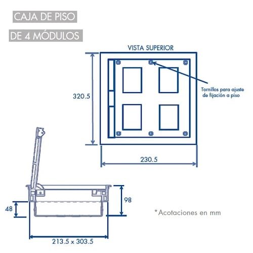 CAJA DE PISO DE 4 MODULOS CONFIGURABLE THORSMAN 11000-43401