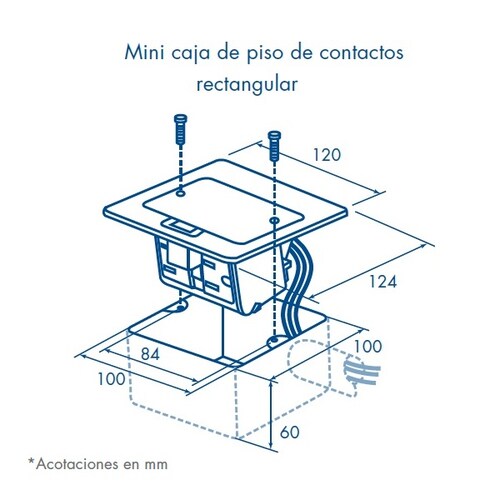 MINI CAJA DE PISO DE CONTACTOS CUAD. ALUM. 2 PZAS THORSMAN 11000-21201.