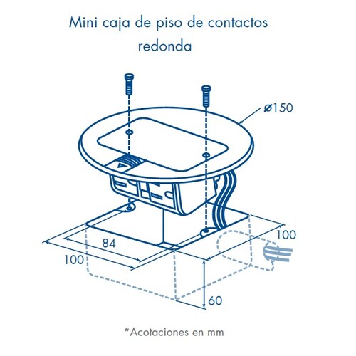 MINI CAJA DE PISO DE CONTACTOS REDONDA BRONCE 2 PZAS. THORSMAN 11000-12101.