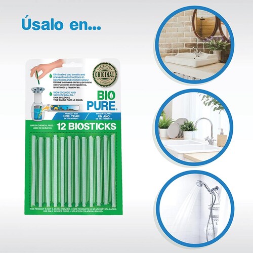 BIOPURE Kit 3x de Tratamiento Contra Malos Olores En Tuberias y Coladeras
