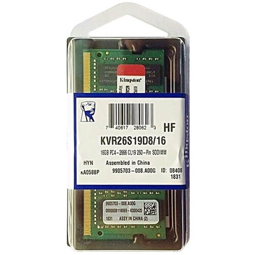 Memoria Ram DDR4 Sodimm Kingston 2666MHz 16GB PC4-21300 KVR26S19D8/16