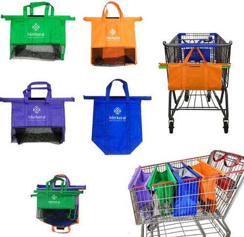 Kit de 4 bolsas ecológicas para supermercado con aislamiento térmico para mantener la temperatura de los productos