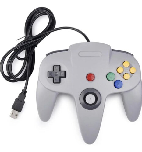 Control Retro Usb Tipo Nintendo64 N64 Compatible Con Pc Gris