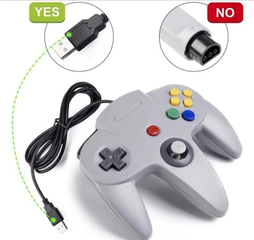 Control Retro Usb Tipo Nintendo64 N64 Compatible Con Pc Gris