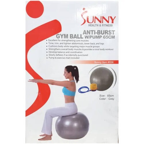 Sunny Health & Fitness Anti-Burst Gym Yoga Exercise Ball in 55 CM, 65 CM  and 75 CM