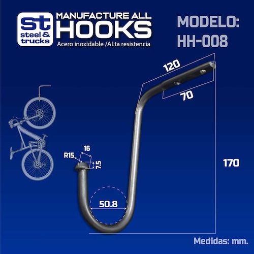 Soporte en forma de L para colgar bicicleta en techo Hh-008
