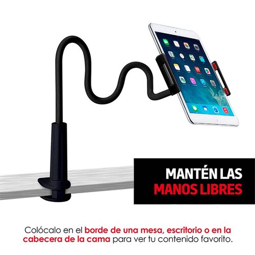 Redlemon Soporte para Celular y Tablet con Brazo Flexible y Clip para Colocar en Mesa o Escritorio, Resistente, Compatibilidad Universal, Ideal para Dispositivos de Hasta 19 cm de Ancho