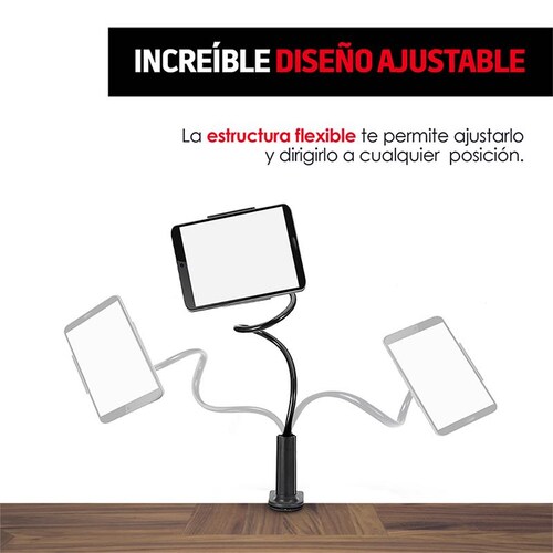 Redlemon Soporte para Celular y Tablet con Brazo Flexible y Clip para Colocar en Mesa o Escritorio, Resistente, Compatibilidad Universal, Ideal para Dispositivos de Hasta 19 cm de Ancho