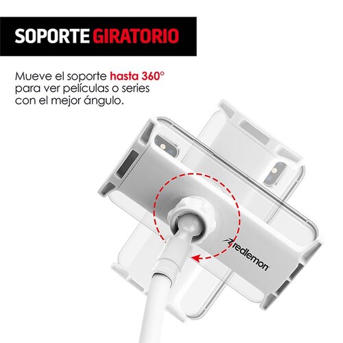 Redlemon Soporte para Celular y Tablet con Brazo Flexible y Clip para Colocar en Mesa o Escritorio, Resistente, Compatibilidad Universal, Ideal para Dispositivos de Hasta 19 cm de Ancho