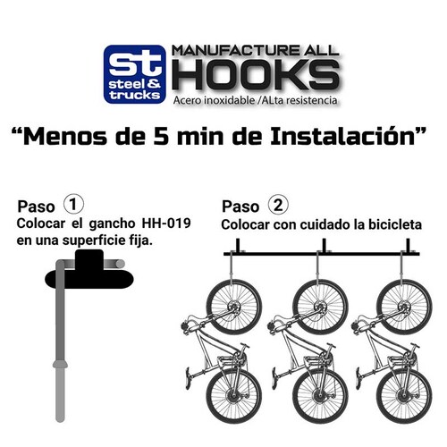 Soporte de acero para colocar bicicleta en reja o en verja Steel&Trucks Hh-019