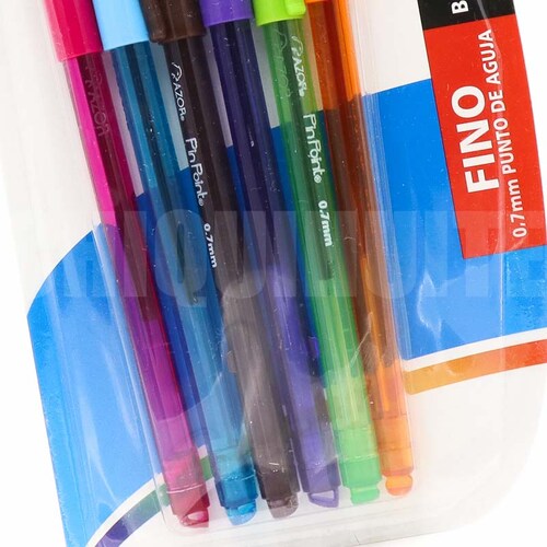 Boligrafos Punta Fina 0.7mm Azor Pinpoint Surtido 6 Pzas