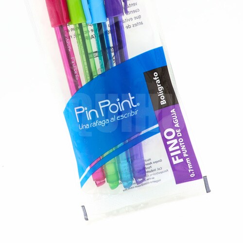 Boligrafos Punta Fina 0.7mm Azor Pinpoint Surtido 4 Pzas
