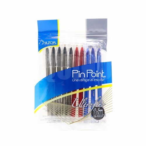 Boligrafos Punta Fina 0.5mm Pinpoint Ultrafino Surtido 10 Pz