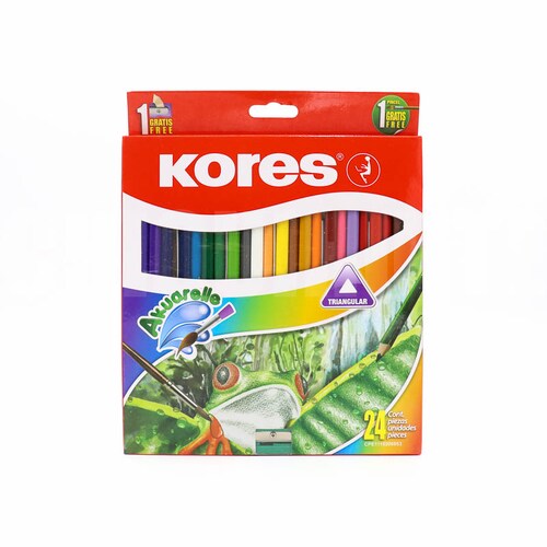 Colores Acuarelables 24pzas Triangulares Kores