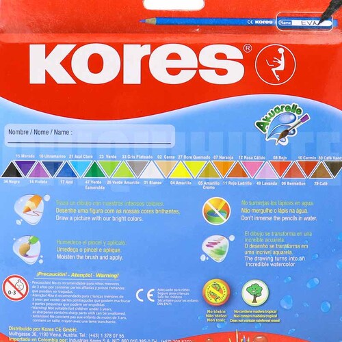 Colores Acuarelables 24pzas Triangulares Kores
