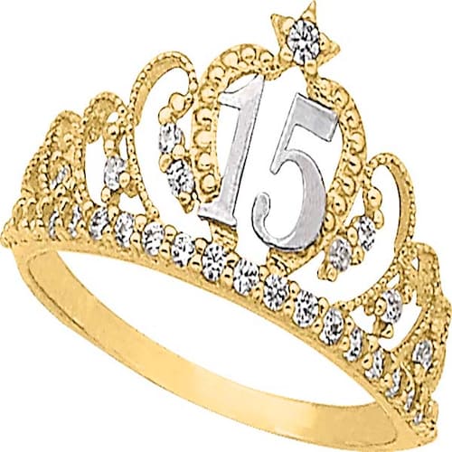 Anillo Corona Xv Años Oro 10 K + Obsequio