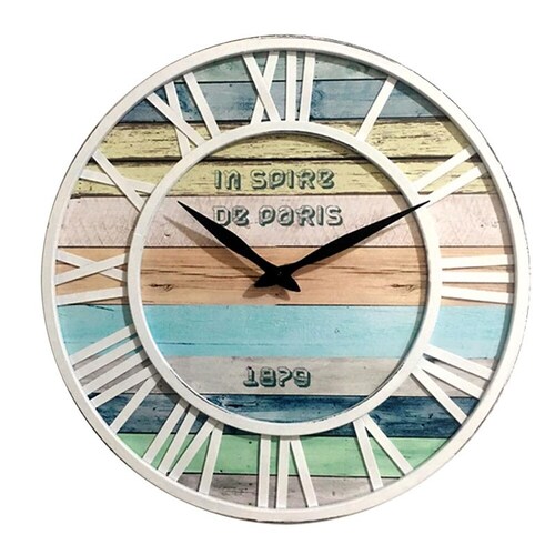 Reloj de Pared 40 cm metálico playa azul silencioso