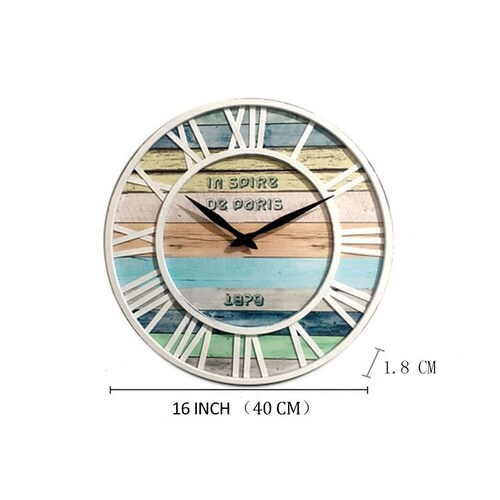 Reloj de Pared 40 cm metálico playa azul silencioso